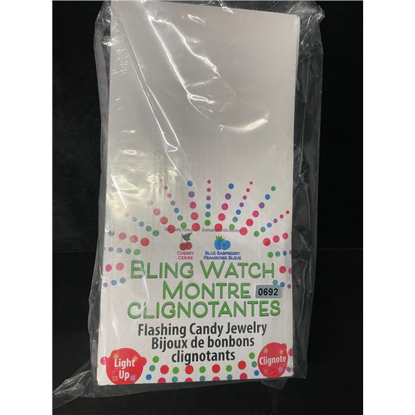 1 Case of Bling Watch Flashing Candy Jewelry - Cherry & Blue Raspberry - New Sealed