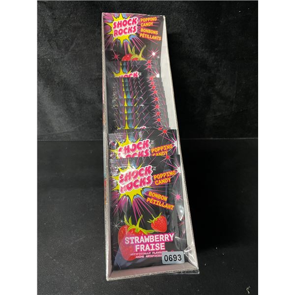 1 Case of Shock Rocks Popping Candy - Strawberry Flavour - 24 Packs Included - New Sealed!