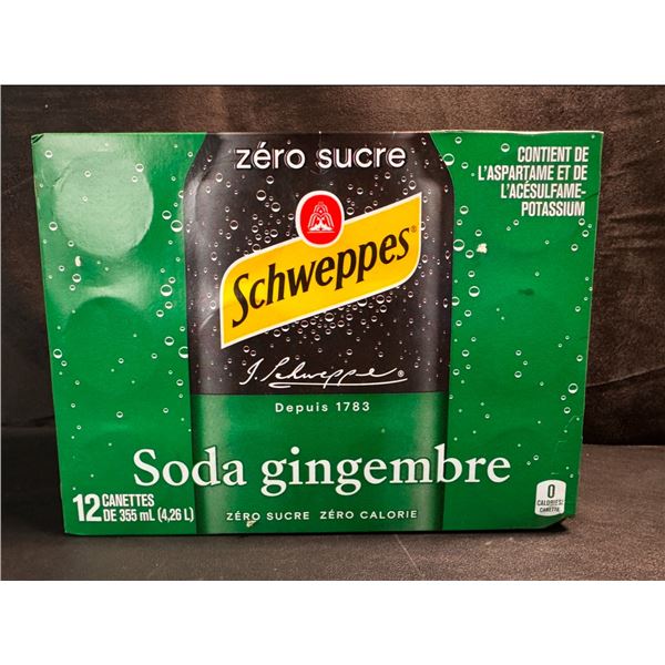 1 Case of Schweppes Zero-Sugar Ginger Ale Soda - 12 Cans (355ml Each)