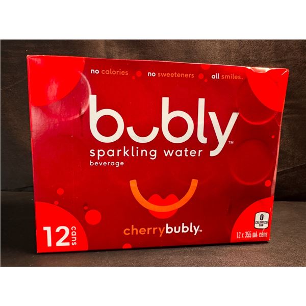 1 Case of Bubly Cherry Sparkling Water - 12 Cans (355ml Each) - Cherry Bubly - BB: MA 05/2025
