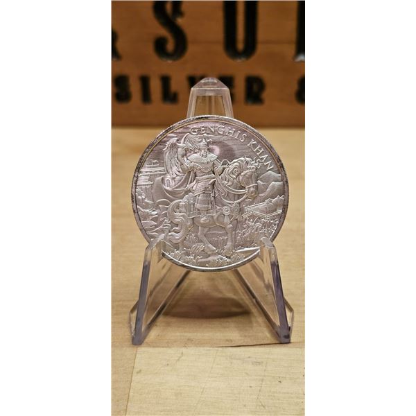 Lot 10-1) 1 oz Genghis Khan Silver Legendary Warriors