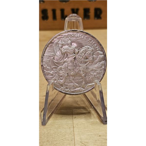 Lot 34-1) 1 oz Genghis Khan Silver Legendary Warriors