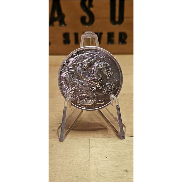 Lot 49-1) 1 oz Ascension Island Jody Clark Lunar Dragon Silver