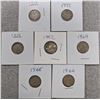Image 1 : 7 Canadian silver dimes - 1919, 1936, 1939, 1962, 1964, 1965, 1966 - 10 cents