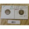 Image 2 : 1910 PTD LVS & 1910 RND LVS CDN SILVER 5 CENT VG-F
