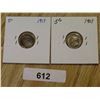 Image 2 : 1911 & 1917 CDN SILVER 5 CENT VF-XF