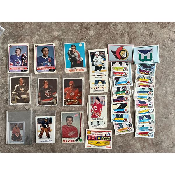 Mixed lot of hockey cards. O Pee Chee (OPC), WHA, Lipton, Topps Fuhr mini, Paninis, OPC Minis.