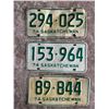 Image 1 : 1974 Sask Licence Plates. Lot of 3.