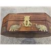 Image 2 : 861 - Hand carved solid wood trinket box.  Elephant brass inlay.  Red velvet lined. Made in India.  