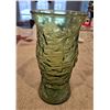865 - Vintage E.O. Brody Co. Cleveland Ohio green crinkle glass vase. 9 1/2