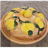 866 - Figural lemons ceramic pie plate with cover. Couple of small spots of missing paint (see pictu