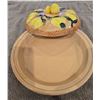 Image 3 : 866 - Figural lemons ceramic pie plate with cover. Couple of small spots of missing paint (see pictu