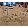 Image 1 : 867 - Mid Century wine carafe with two matching glasses.