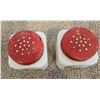 Image 2 : Vintage Tipp City "Sunflower" flour and sugar shakers.  No chips or cracks, vibrant paint.  Lids are