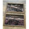 Image 1 : Pair of 1970s velvet scene paintings.  Original wood frames.  Frame maesures 23"x14".  Great conditi