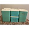 Image 1 : Vintage Beacon plastic 1950/60's sugar, flour, tea and coffee canisters.  Turquois.