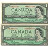 Image 1 : two 1954 canadian dollar bills, replacements