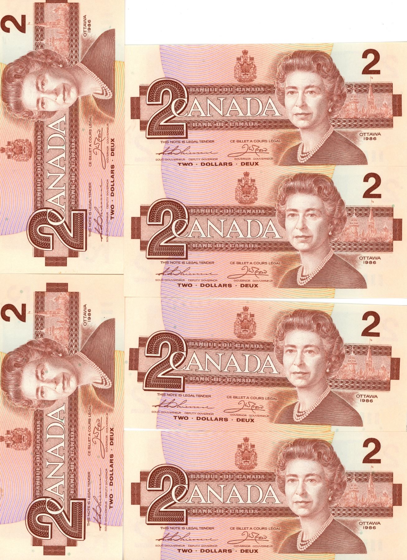 six consecutive canadian $2 bills
