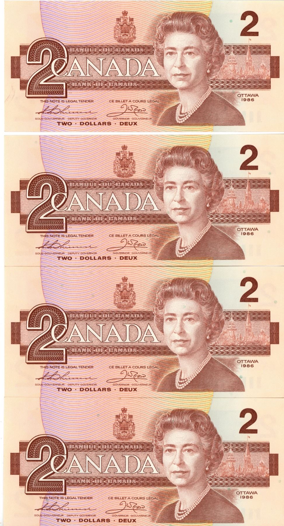 eight consecutive canadian $2 bills