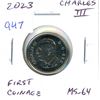 Image 1 : 2023 Canadian King Charles III Nickel 5 Cents. The first coinage of the new king. MS-64 from an orig