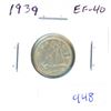 Image 1 : 1939 Canadian Silver 10 Cents. Issued during the first year of World War II. EF-40.