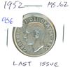 Image 1 : 1952 Canadian Silver 50 Cents. Last issue of King George VI. MS-62.