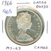 Image 1 : 1966 Large Beads Canadian Silver Dollar. MS-63 with Cameo.
