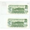 Image 2 : 2 Consecutive Serial Number 1973 $1 notes. Crow-Bouey signatures. BCW Prefix. BC-46b. Serial Numbers