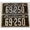 Image 1 : Matched set 1935 Saskatchewan License Plates