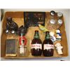 Image 1 : BOX OF MISC ITEMS - SALT & PEPPER - HEIDELBERG BOTTLES - KINDERSLEY BAKERY PLAQUE