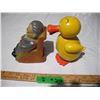 Image 2 : two coin banks (wooden duck, woman on rocking chair)