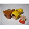 Image 3 : two coin banks (wooden duck, woman on rocking chair)