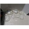 Image 1 : lot of clear glass pyrex casserole dish with lid, plates, candy dish