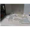 Image 3 : lot of clear glass pyrex casserole dish with lid, plates, candy dish