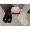 Image 1 : midtown shoes size 10, throw blanket, hand crochet lace dollies