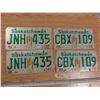 Image 1 : 2 pair of (1978 and 1983) SK license plates (JNH-435 and CBX-109)