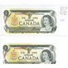 Image 2 : Lot of 2 Consecutive Serial Number 1973 $1 notes. Crow-Bouey signatures. BCW Prefix. Serial Numbers