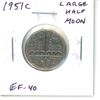 Image 1 : 1951c Nickel 5 Cents with Large Half Moon. This coin is the result of a Die Clash. EF-40.