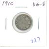 Image 1 : 1910 Canadian Silver 10 Cents. The last issue for King Edward VII. VG-8.