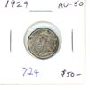 Image 1 : 1929 Canadian Silver 10 Cents. Issued during the first year of the Great Depression. AU-50. Nice.