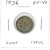 Image 1 : 1936 Canadian Silver 10 Cents. Last issue of King George V. EF-40. Nice.