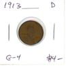 Image 1 : U.S. 1913D Lincoln Cent. Denver Mint. G-4.