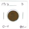 Image 2 : U.S. 1913D Lincoln Cent. Denver Mint. G-4.