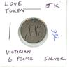 Image 1 : British Love Token. JK engraved on Victoria Silver 6 Pence.