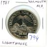Image 1 : 1981 Yarmouth Nova Scotia Trade Dollar. Lighthouse. BU.