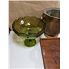 Image 2 : Large Pedestal Bowl, Brass Wine Cooler/Bucket, Wood Tray
