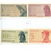 Image 2 : Lot of 4 Indonesia 1964 notes including 1 Sen, 5 Sen, 10 Sen & 20 Sen. AU-Unc.