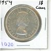 Image 1 : 1954 Canadian Silver Dollar.