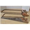 Image 1 : vintage dunlap 22" hacksaw, vintage dunlap 24" hacksaw and a 22" disston hand saw