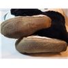 Image 4 : Smooth white leather, beaded mukluks. Black rabbit fur, pile lined, rubber sole, Minor sole repair r